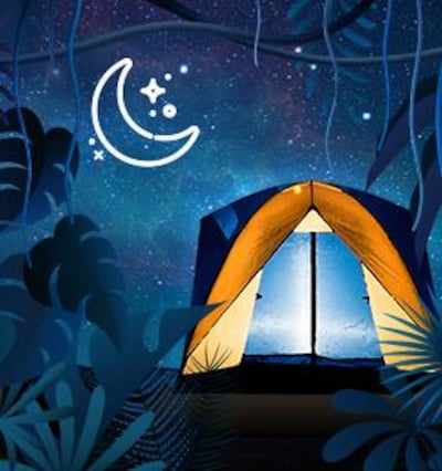 Une tente la nuit pour le concours Une nuit en pyjama à Radio-Canada.