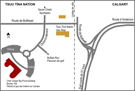 Carte montrant l'emplacement des bureaux de PGIC juste à l'extérieur de la ville de Calgary