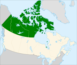 Northern Canada, defined politically to comprise (from west to east) Yukon, Northwest Territories, and Nunavut.
