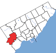 Etobicoke Centre in relation to the other Toronto ridings (2015 boundaries).png