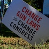 Une pancarte électorale appelant à un meilleur contrôle des armes à feu. 