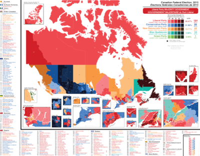 Canadian Federal Election 2015 - Results by Riding.png