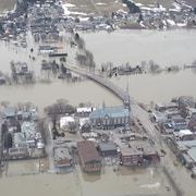 Photo aérienne au moment des inondations d'avril 2019 à Sainte-Marie.