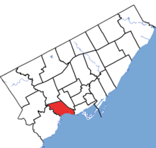 Parkdale-High Park in relation to the other Toronto ridings (2015 boundaries).png