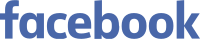 Facebook logo, blue letters on white background