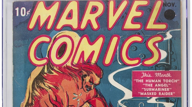 Couverture de la bande dessinée montrant un homme tirant sur un personnage rouge.
