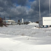 Les installations de la fonderie Brunswick à Belledune, qui fermeront bientôt leurs portes, semblent figées dans la neige.