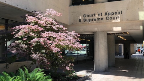 Un bâtiment de béton, au soleil, avec écrit dessus : Court of Appeal et Supreme Court. 