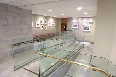Ramp located at the east side entrance inside the building