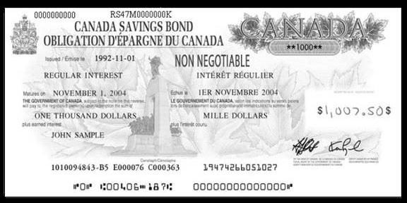Sample image of CSB bond certificate issued in 1992.