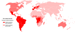 Distribution of Catholics around the world