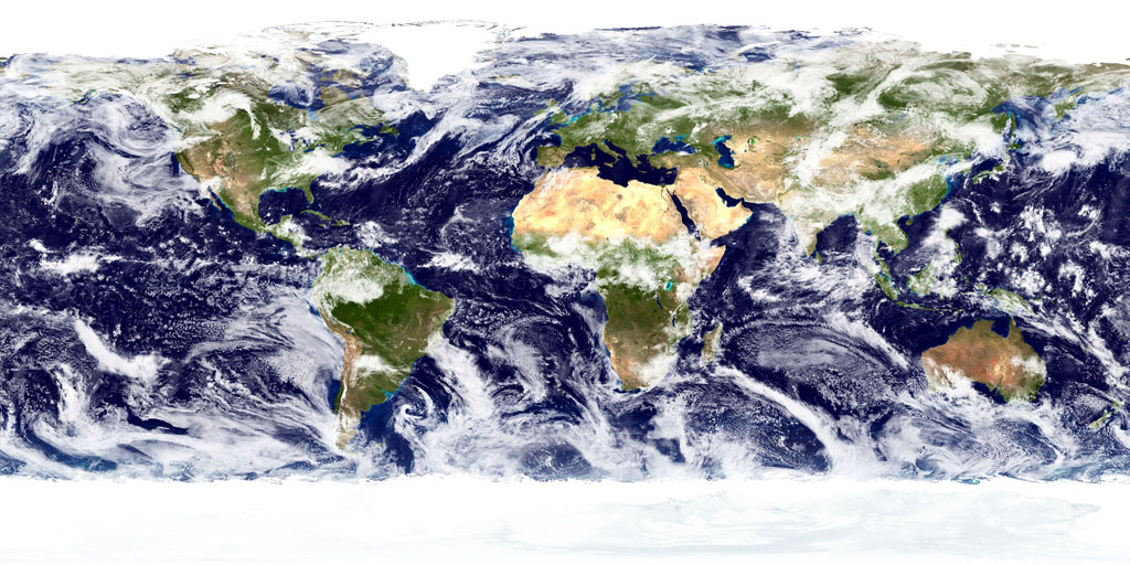 True-color image of the Earth's surface and atmosphere. NASA Goddard Space Flight Center image.