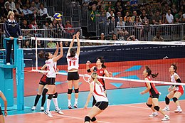 Algeria and Japan women's national volleyball team at the 2012 Summer Olympics (7913959028).jpg