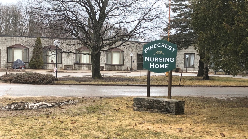 Pinecrest Nursing Home is pictured above on Monday, March 30, 2020. (Mike Walker/ CTV News)