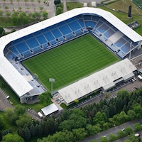 Vue aérienne du stade Saputo.