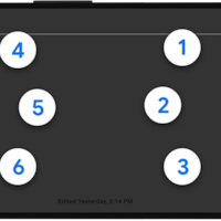 Capture d'écran montrant un écran avec six pastilles numérotées de 1 à 6 