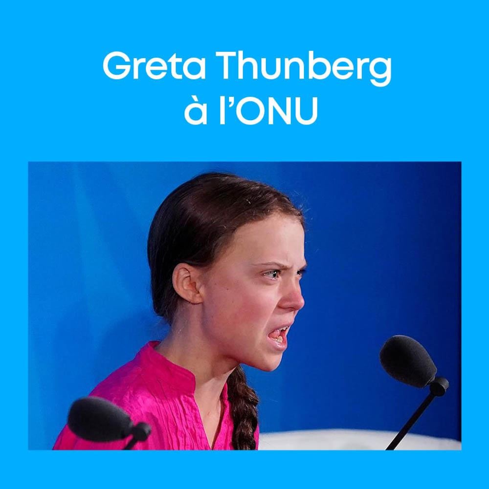 Greta Thunberg à l'Organisation des Nations Unies.