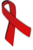 Red ribbon signifying solidarity with people living with HIV/AIDS