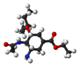 Ball-and-stick model of oseltamivir