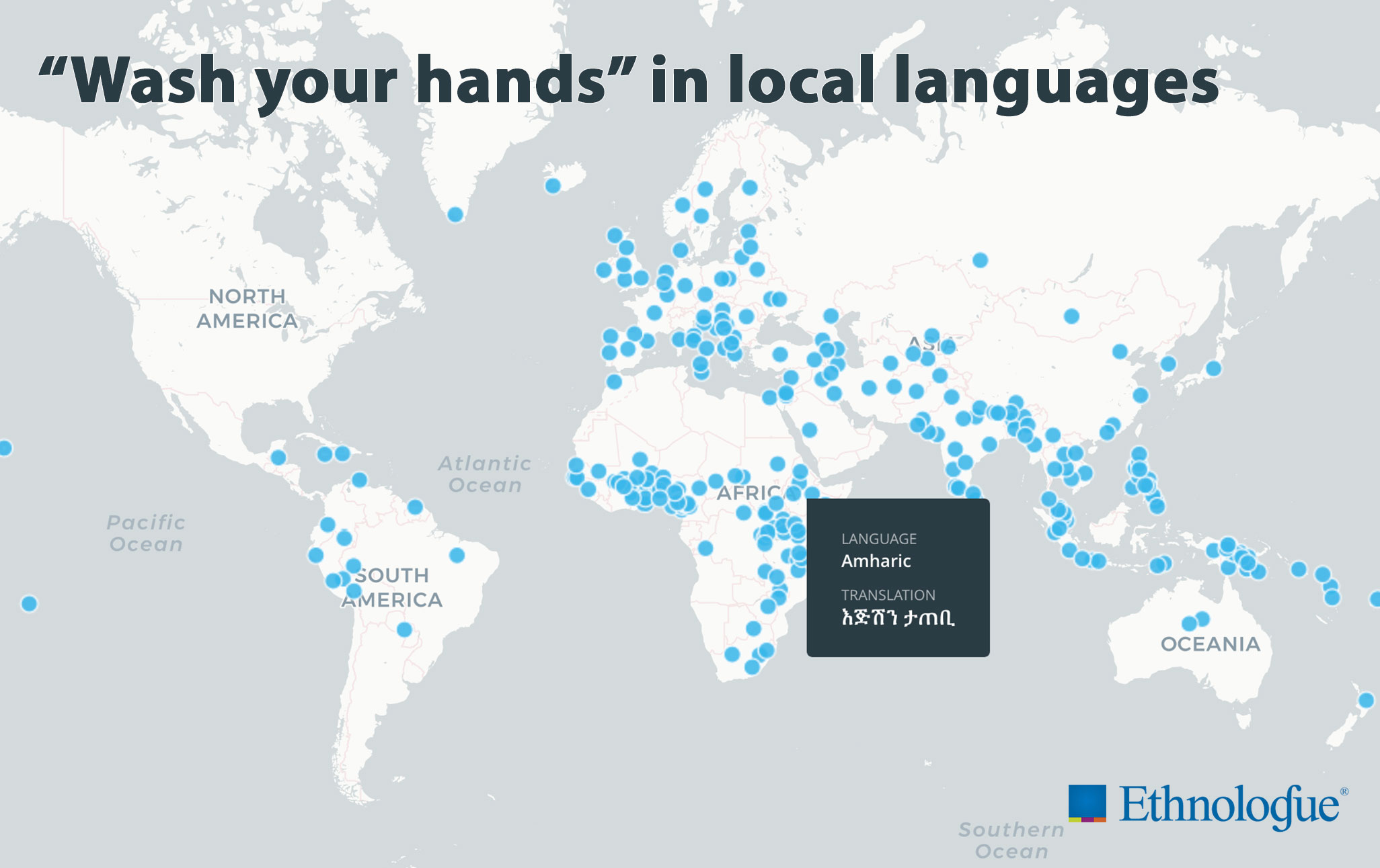 Map of translations of 'wash your hands'