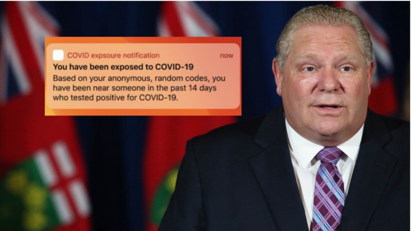 Doug Ford announces the testing of a mobile app that will notify users if they have been exposed to COVID-19.