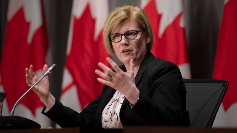Employment, Workforce Development and Disability Inclusion Minister Carla Qualtrough responds to a question
during a news conference Tuesday June 16, 2020 in Ottawa. (THE CANADIAN PRESS/Adrian Wyld)