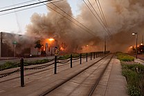 Burning buildings in Saint Paul, Minnesota on May 29