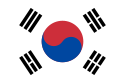 Centered taegeuk on a white rectangle inclusive of four black trigrams