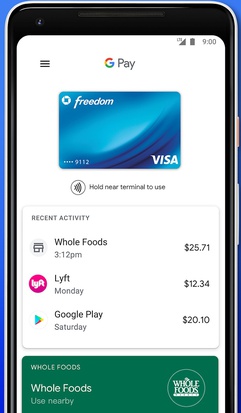 Home tab of the Google Pay application