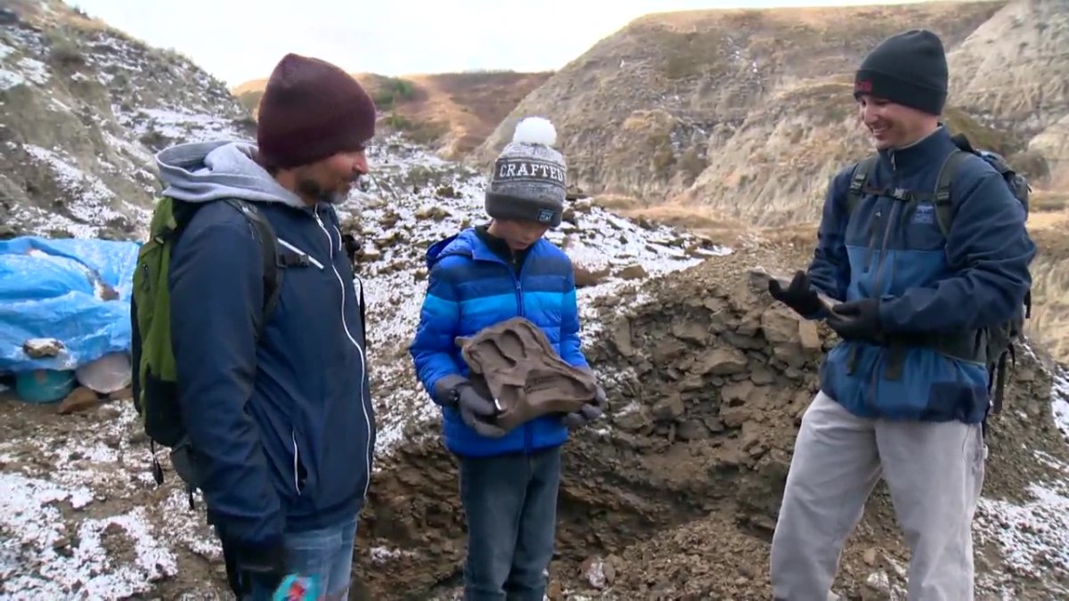 Aspiring paleontologist Nathan Hrushkin, 12, from Calgary, discovered a rare dinosaur skeleton earlier this year at Horseshoe Canyon in the Badlands region of southeastern Alberta, on the Nature Conservancy of Canada conservation lands.