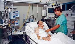 Intensive care patient and nurse
