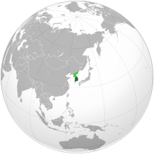 Land controlled by South Korea shown in dark green; land claimed but uncontrolled shown in light green.