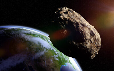 Illustrative: An asteroid falling toward planet Earth (dottedhippo; iStock by Getty Images)