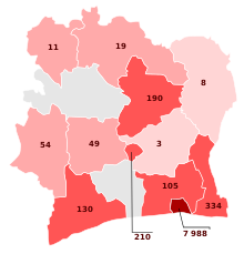 COVID-19 Pandémie coronavirus en Côte d'Ivoire par District.svg