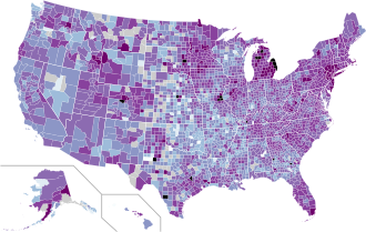 COVID-19 rolling 14day Prevalence in the United States by county.svg