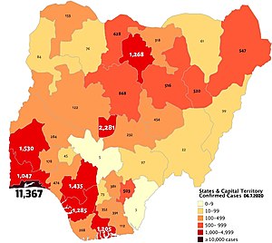States & Territory by confirmed cases of COVID-19 in Nigeria