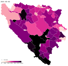 COVID-19 Cases in Bosnia and Herzegovina per capita.svg