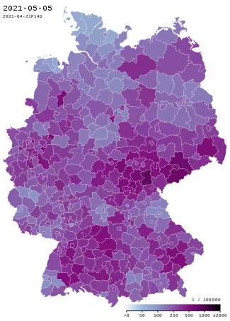 COVID-19 Germany - Cases per capita (last 14 days).svg