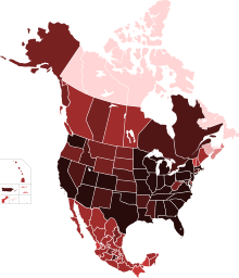 COVID-19 cases by territories of the countries of North America.svg