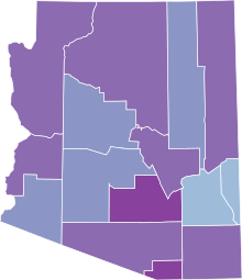 COVID-19 rolling 14day Prevalence in Arizona by county.svg