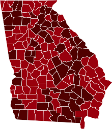 COVID-19 Prevalence in Georgia by county.svg