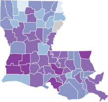 COVID-19 rolling 14day Prevalence in Louisiana by county.svg
