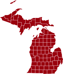 COVID-19 Prevalence in Michigan by county.svg