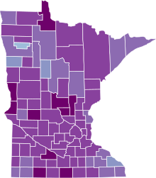 COVID-19 rolling 14day Prevalence in Minnesota by county.svg
