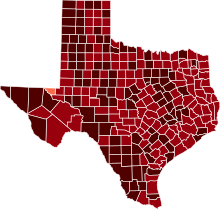 COVID-19 Prevalence in Texas by county.svg