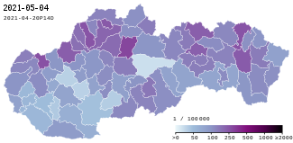 COVID-19 Slovakia - Cases per capita (last 14 days).svg