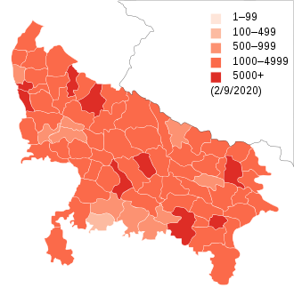 India Uttar Pradesh COVID-19 map.svg