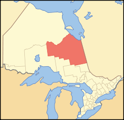 Location of Cochrane District in Ontario