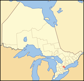 Map showing Peel Region's location in Ontario