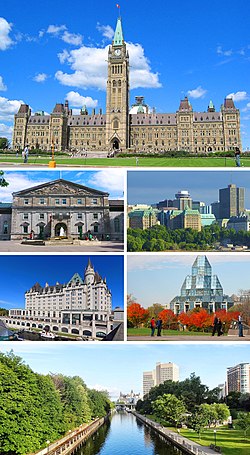 Centre Block on Parliament Hill, the Government House, Downtown Ottawa, the Château Laurier, the National Gallery of Canada and the Rideau Canal